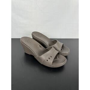 CROCS Kadee Wedge Sandal Slide NEW Brown Ladies Size 9